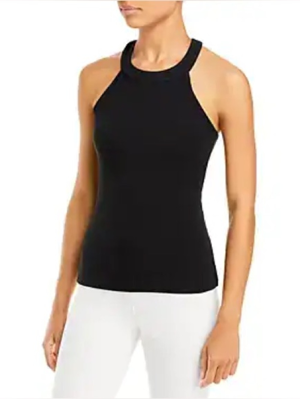 ALO Yoga Ribbed Insight Halter Tank Top Black Size XS Built In Bra Sculpt